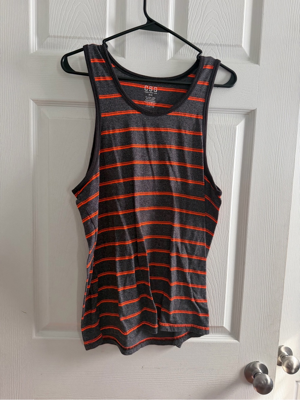 Men's Striped Gray & Orange Tank Top
